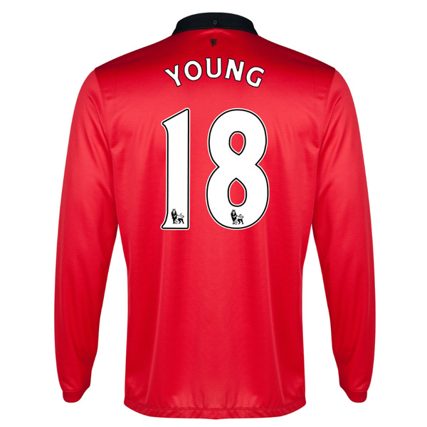 13-14 Manchester United #18 Young Home Long Sleeve Jersey Shirt - Click Image to Close